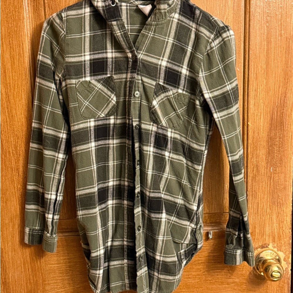 Olive and Black Plaid Women's Hoodie
